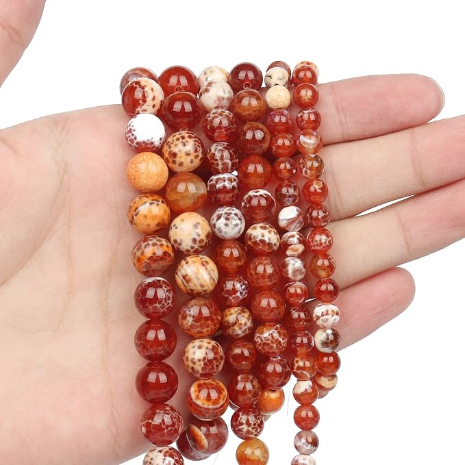 60pcs Round Loose Polish Fire Agate Beads - Image 5