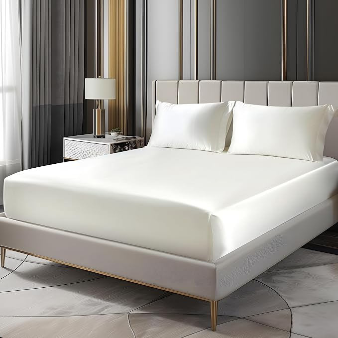 BEDELITE Satin Fitted Sheet and Pillowcases Set, Soft Similar to Silk Bottom by BEDELITE