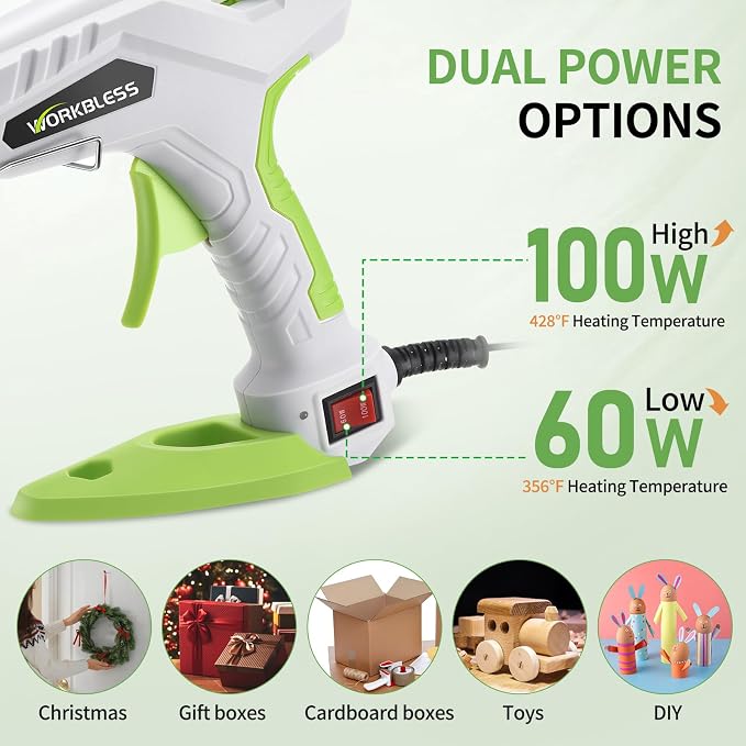 Full Size Hot Glue Gun 60W/100W Dual Power W/ 20PCS Sticks, Home Repair - Image 2