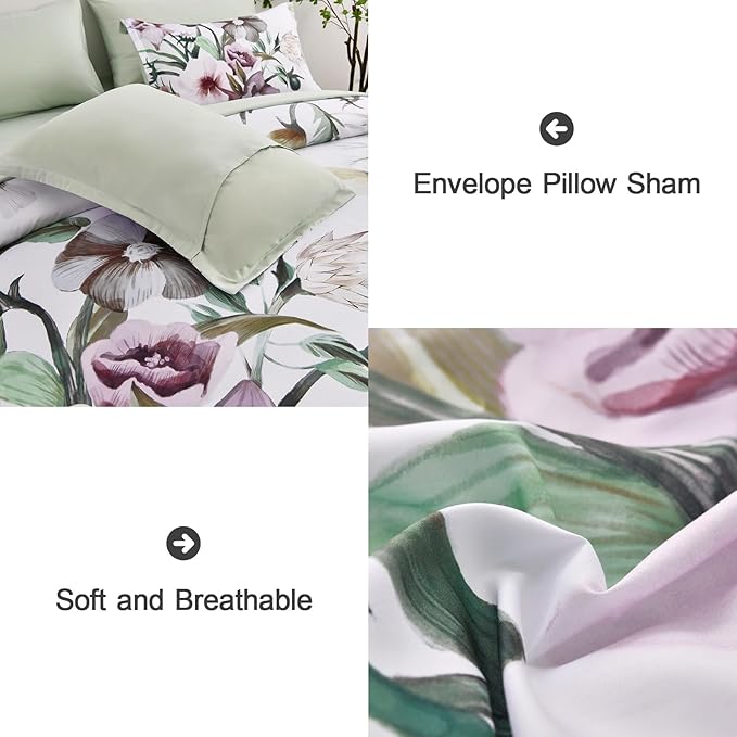 Luxudecor Floral Comforter Set King Size 7 Piece, Elegant Floral Comforter - Image 5