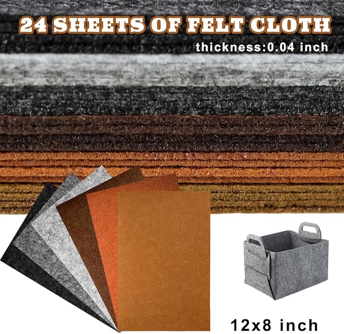 24 Pcs Felt Sheets for Crafts Felt Fabric Sheets, 8 Inch X 12 Inch Soft Brown - Image 2