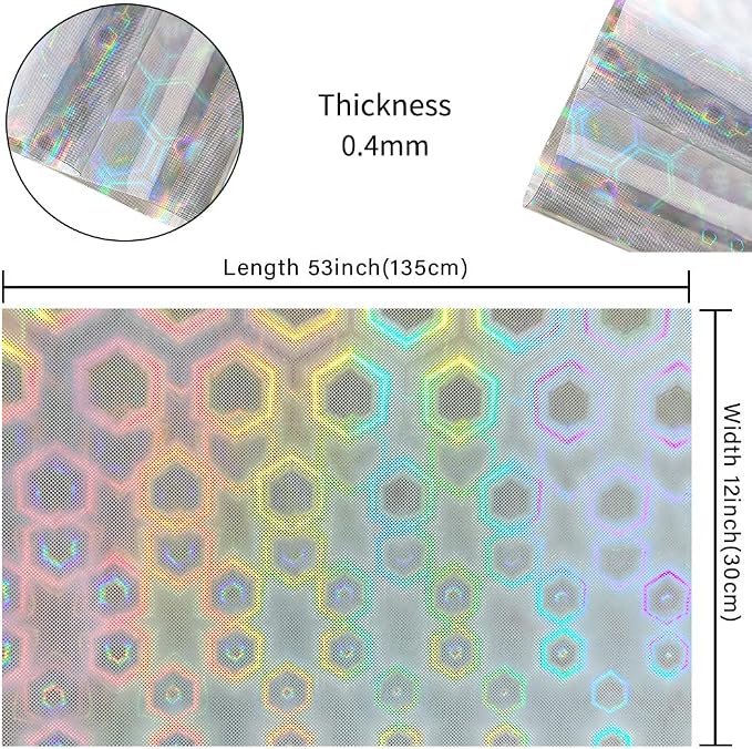 HYANG Transparent Pentagon PVC Super Clear Holographic Vinyl Faux Leather - Image 4