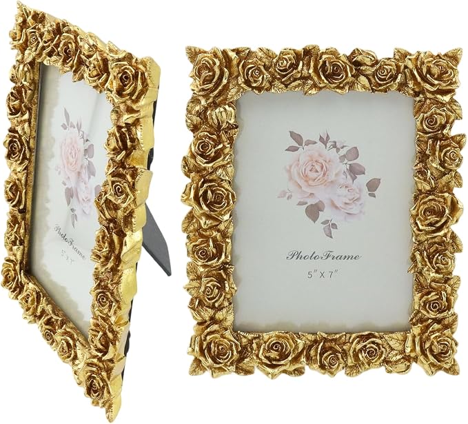 Coshar Gold Picture Frames Vintage 5x7 Inch Photo Frames | Cute Decor Frames - Image 3