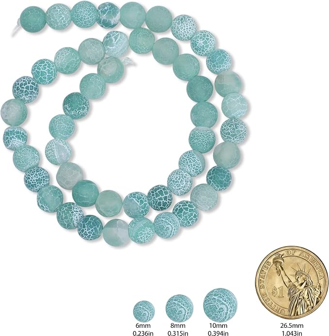 60pcs Natural Matte Green Oxidized Gemstone Beads，6mm Frosted Round Loose Stone - Image 2