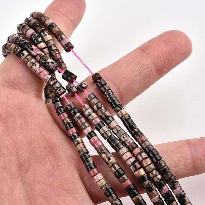155pcs 4x2mm Natural Black Rhodonite Heishi Disc Rondelle Spacer Stone Semi - Image 3