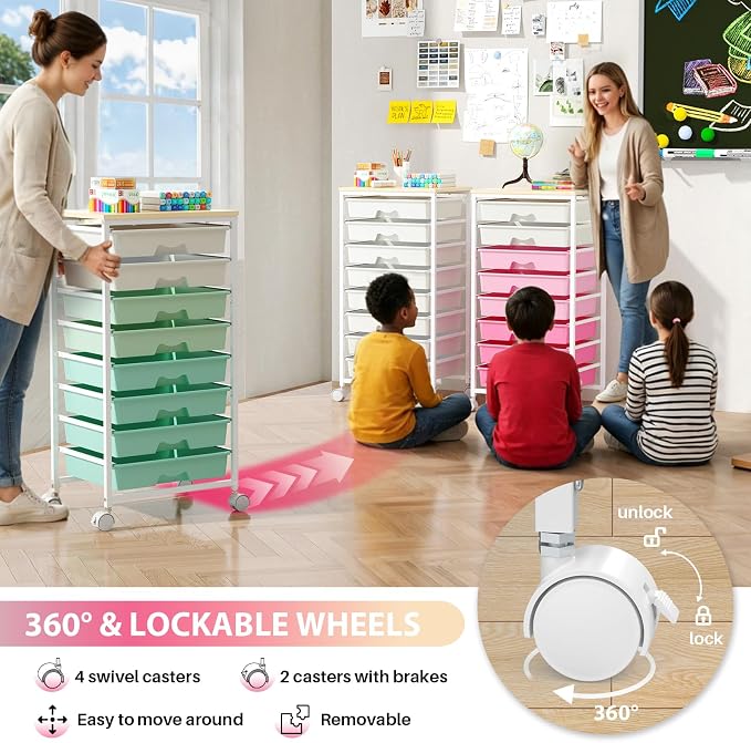 Goovilla Rolling Cart with Drawers, Utility Cart Organizer with 8 Removable - Image 5
