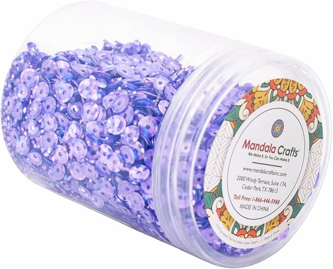 Mandala Crafts 6mm Cup Holographic Lilac Sequins - Image 4