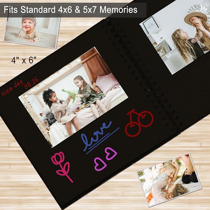 DIY Scrapbook Album 8x8 Inch, Hardcover Kraft Paper Scrap Book Photo Album - Image 6