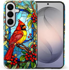 for Samsung Galaxy S26 Case, Stained Glass Cardinal Bird Pattern Glossy 2 in 1 - Image 2
