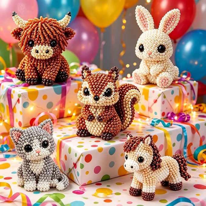 CJNEJGT Kid Friendly 3D Beaded Animal DIY Kit, Stress Relief Leisure DIY Bead - Image 3