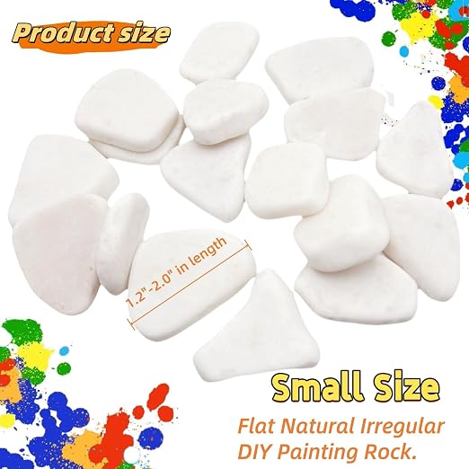 Lifetop 20PCS Smooth Painting Rocks, 1.2"-2.0" White, Flat Natural Irregular - Image 3