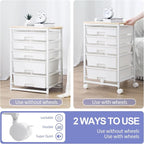 SYKIARIOL Utility Cart with 5 Drawers, Storage Drawer Cart with Wooden Tabletop - Image 7