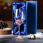 Simcat Handmade Painted Enamel Flower Glass Wine Glasses Transparent Refined by Simcat