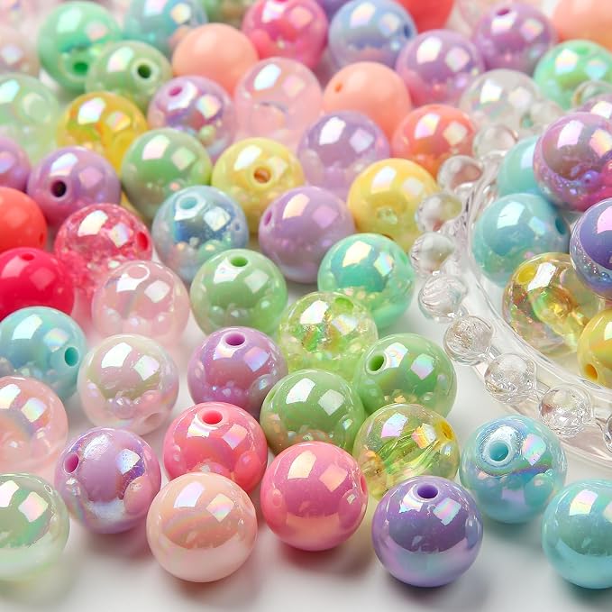 16mm Color Acrylic Beads 100pcs Cute Candy Colors Spacer Beads Loose Beads - Image 3