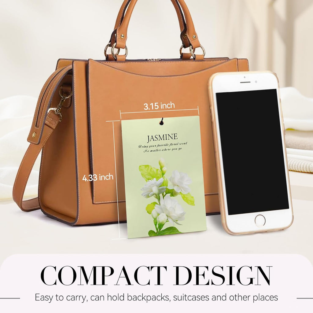 Jasmine Scented Sachet Bags - 12 Pack Closet Freshener Odor Eliminator, Long Lasting Home Fragrance for Drawers, Wardrobes & Cars, House Smell Good Products, Air Freshener for Closet