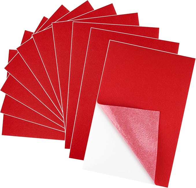 10PCS Red Self Adhesive Felt Fabric Sheets Sticky Felt Sheets by Bringsparkletoeverydaylife