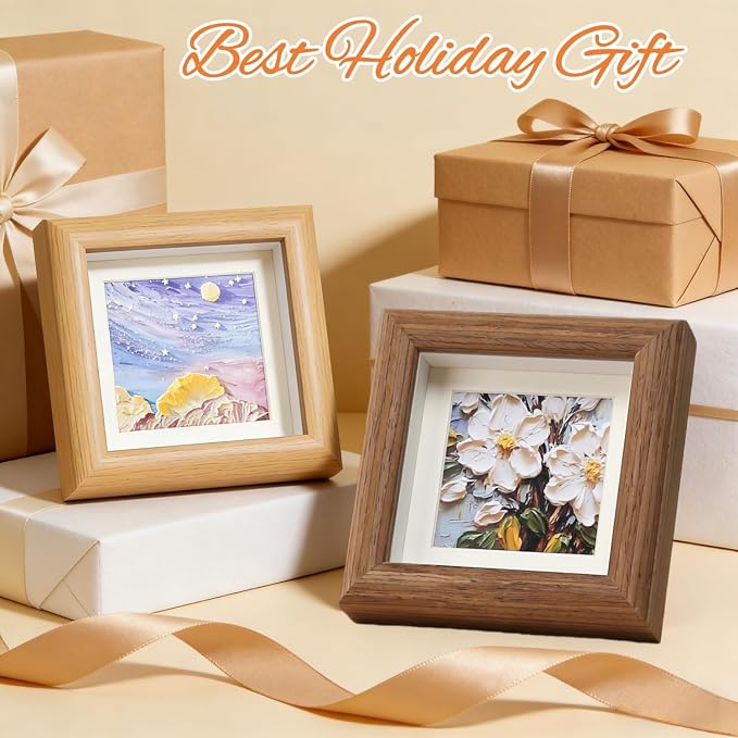 4x4 Shadow Box Picture Frame Real Glass Front, Small Shadow Box Frame Display - Image 6