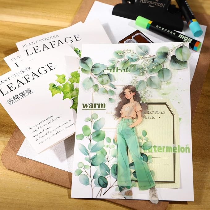 120 Pcs Botanical Leaf PET Stickers - Image 6