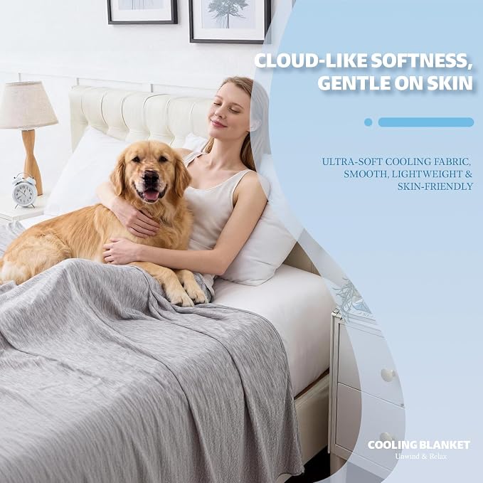 Cooling Blanket Throw Size, Cold Blanket Thin Lightweight Breathable Soft - Image 2