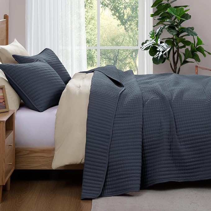 WRENSONGE Blue Grey California/Oversized King Size Quilt Bedding Set - Image 4
