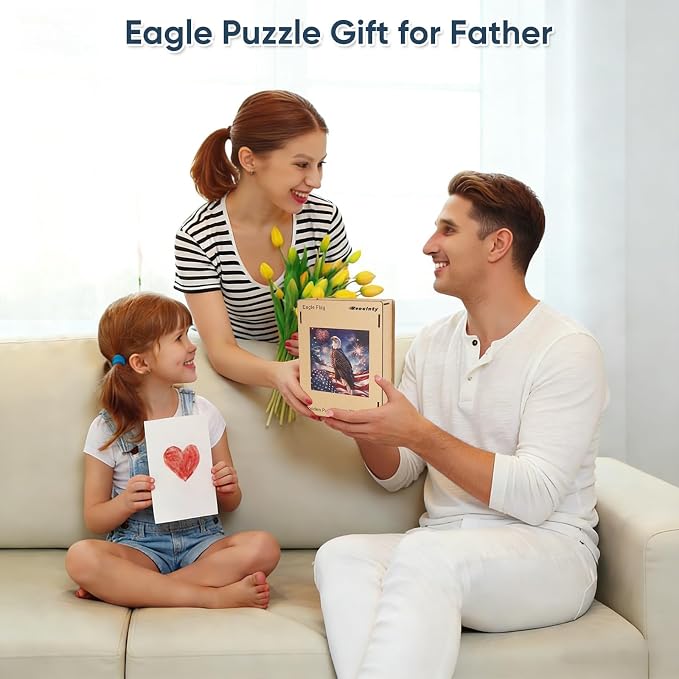 Reouinty Wooden Puzzle for Adults, Eagle Flag 200 Piece 11.2x11.2 in | Jigsaw - Image 4