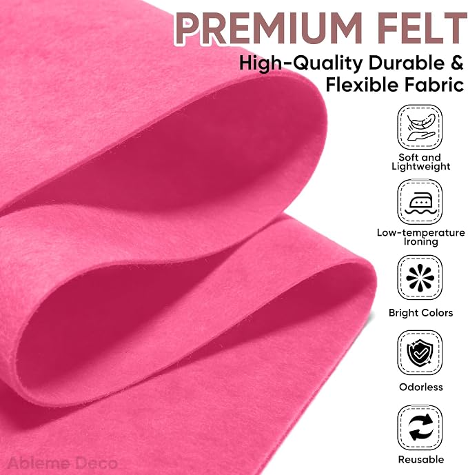 Soft Felt Fabric Sheet 18" x 36", 1.6mm Acrylic Craft Felt, Neon Pink | Soft - Image 2