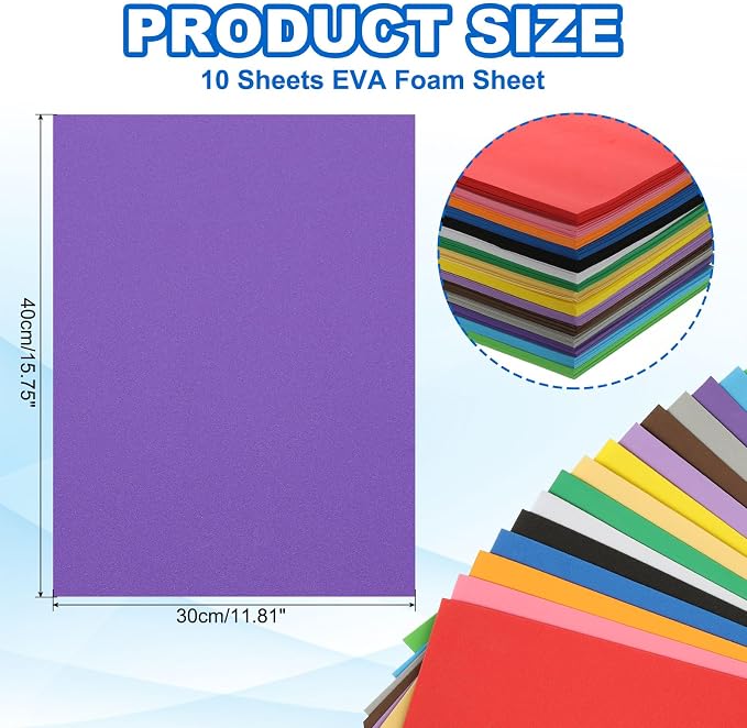 PATIKIL 10Pcs Purple EVA Foam Sheets, 15.7 x 11.8 Inches 1mm Thick Foam Sheets - Image 2
