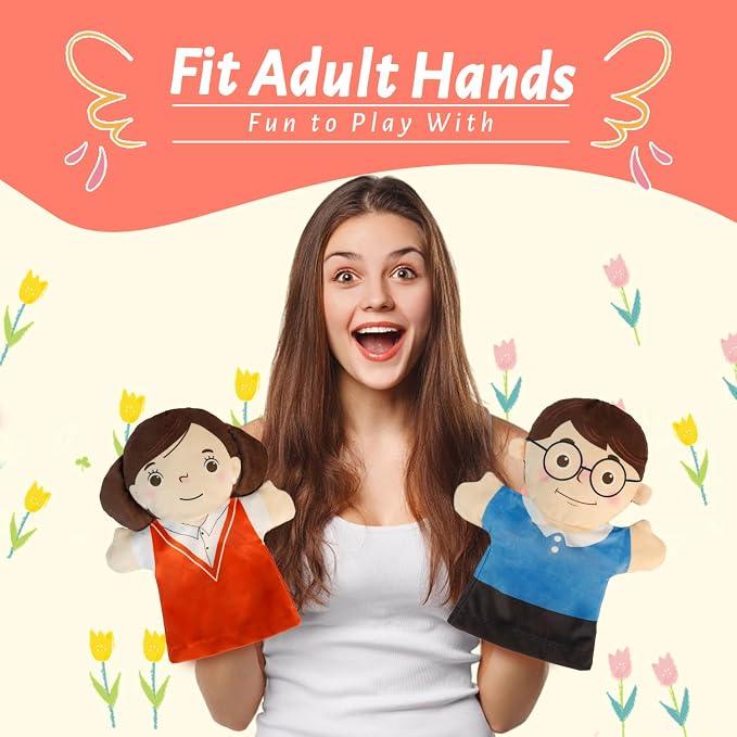 6 Pcs Family Hand Puppets for Kids 9.8 Inch Family Members Puppet Set Mom - Image 5