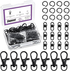 Swpeet Assorted 150Pcs Black Keychain Making Kit, Swivel Trigger Hook, Swivel by Swpeet