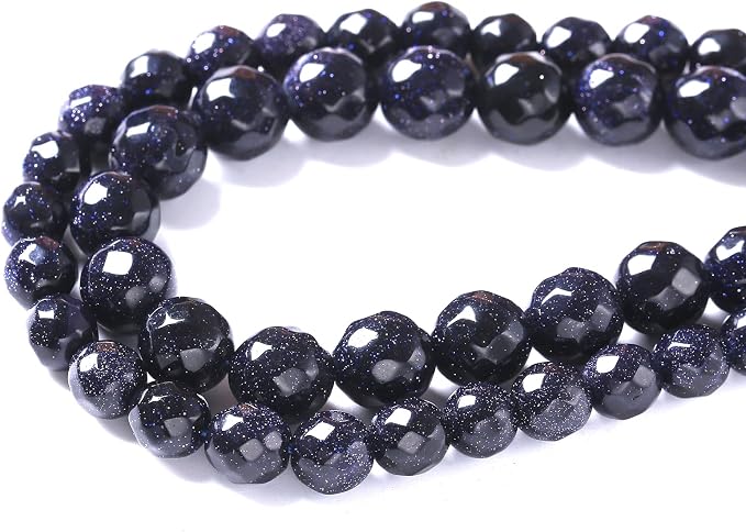 10mm 36pcs Natural Blue Sandstone Faceted Stone Beads - Image 4