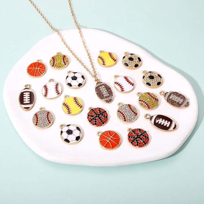 20PCS Sports Charms Enamel Basketball Baseball Pendant Charms - Image 4