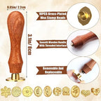 Wax Seal Stamp Kit 10PCS Wax Stamp Heads and 1PCS Wooden Handle Vintage Classic - Image 2