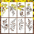 8 Pcs Large Flower Stencils for Painting, 2.9 X 5.9 Inch Flower Stencils for by FRAGRANTGARDEN