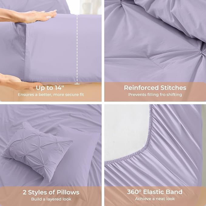 Sasttie King Size Comforter Set, 7-Piece Bed in a Bag, Pintuck Bedding Sets - Image 5