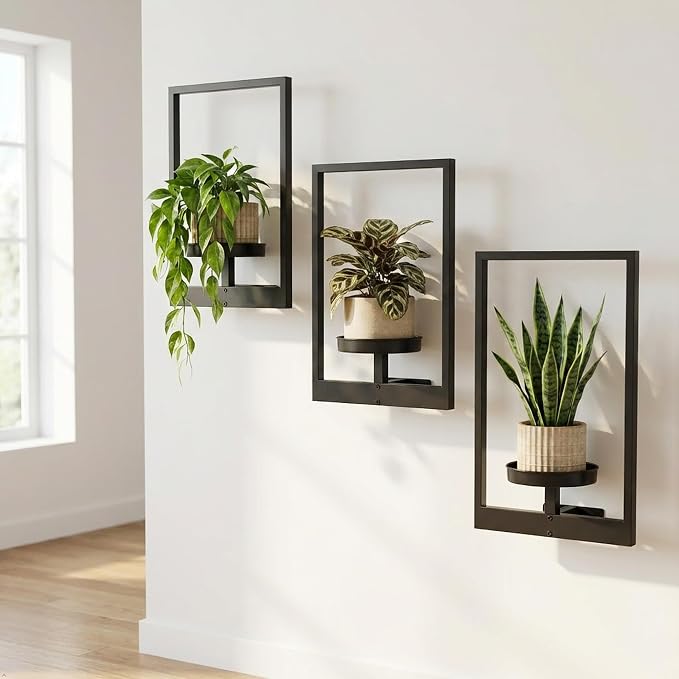 Picture Frame Wall Planters Set of 3, Modern Metal Hanging Shelves - Image 7