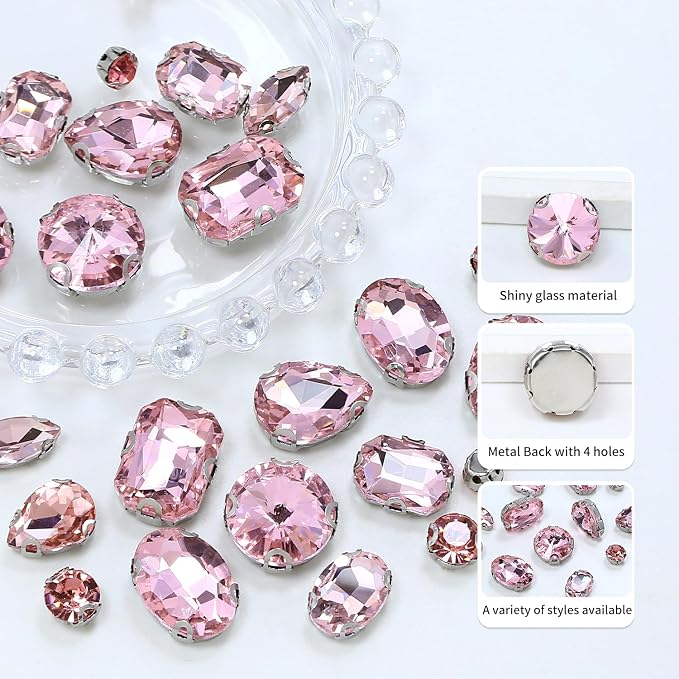 Sew on Rhinestone, Bags and Sewing Accessories，Pink - Image 2