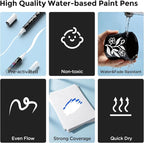 Betem Dual Tip Acrylic Paint Pens, 2 White Paint Markers - Image 3