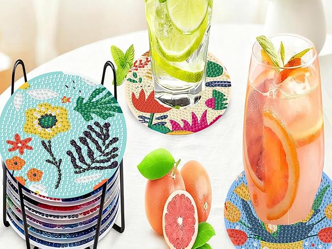 Benjenes 8PCS Flowers Diamond Art Coasters Kit - Image 7