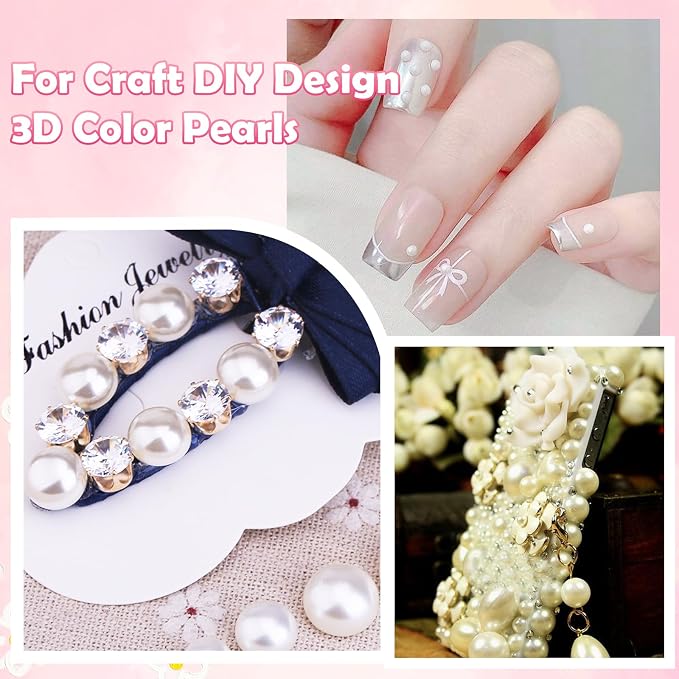 9000Pcs Blue Mermaid White Pink Flatback Pearls - Image 6