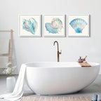 Seashell Wall Decor Ocean Beach Nautical Canvas Wall Art Blue Seashell Painting - Image 5