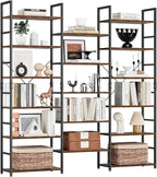 NUMENN Triple Column 6 Tier Bookshelf, Bookcase - Image 3