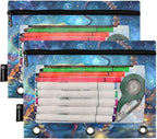 Octopus Galaxy Pencil Pouch for 3 Ring Binder, 2 Pack Waterproof Pencil Bags - Image 2