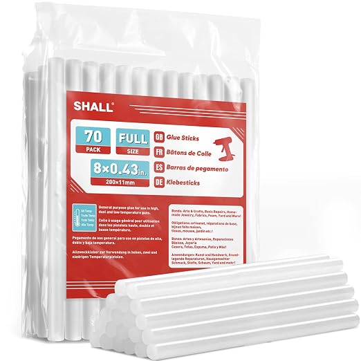 SHALL Full Size Hot Glue Sticks, 0.43” Dia x 8” Long by SHALL