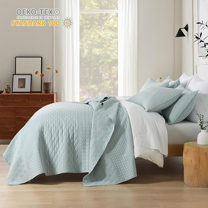 HORIMOTE HOME Sprout Green Twin Size Quilt Set - Image 2