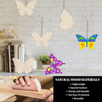 Subacy 80 PCS Unfinished Wood Cutouts 8 Styles DIY Wooden Spring Ornaments - Image 5