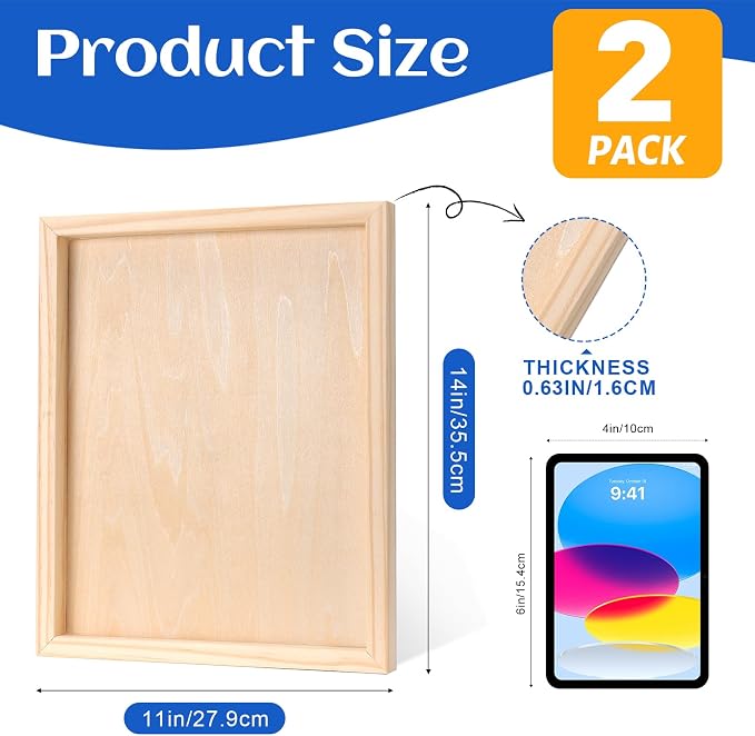 ESRICH 11x14 Inch Wood Panels for Painting, 2 Pack Craft Wood Canvas Boards - Image 2