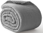 100% Cotton Muslin Blanket California King 120" x 90", 6 Layers Breathable and by Kozyhvn