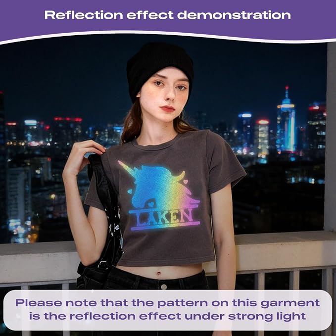 TUMIYA Heat Transfer Vinyl Reflective Rainbow HTV Roll, Reflective HTV Vinyl - Image 7