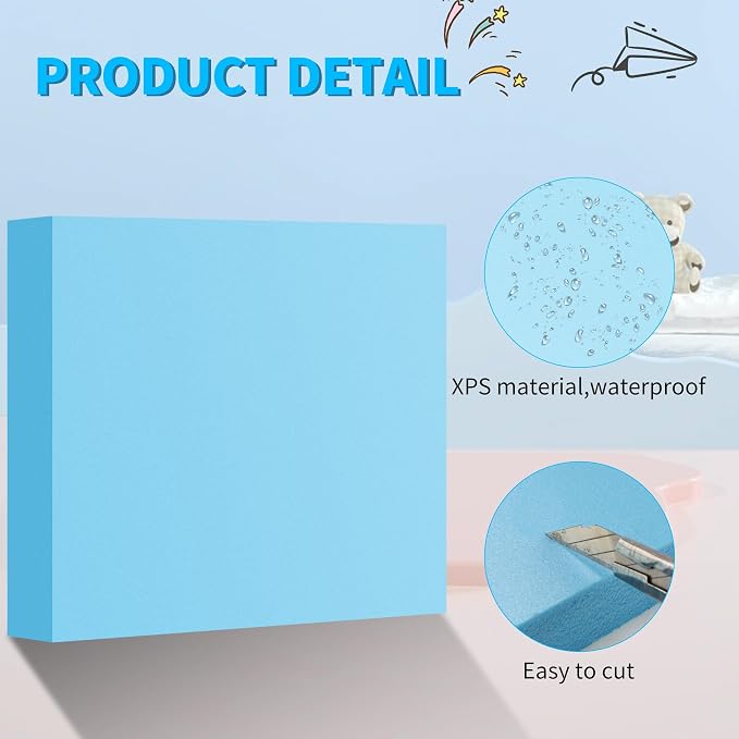 LuckyFoam Blue 5 Pack 12x12x1.5 inch Foam Sheets 1.5 Inch Thick | Polystyrene - Image 4