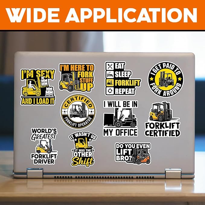 MAIANEY Funny Forklift Sticker Pack – Set of 10 Waterproof Vinyl Stickers - Image 2